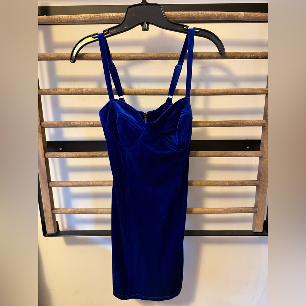 Royal Blue Velvet Mini Dress